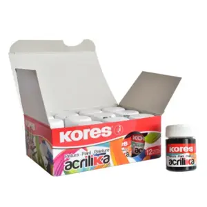 Pintura Kores Acrílica 20ml Color Negro C/12 Botes