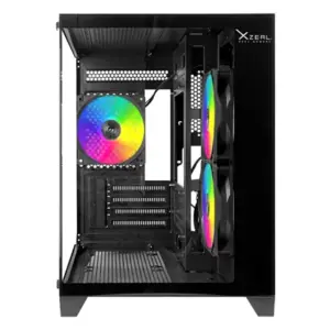 Gabinete Xzeal Panzer II Cubo M-ATX/ITX 2xUSB1.0 + 1x USB3.0 + 3.5 mm + 3 Fans ARGB Negro