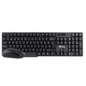 Kit Teclado y Mouse Stylos Inalámbrico 105 Teclas 1200 dpi USB Nano Alcance 10m Color Negro