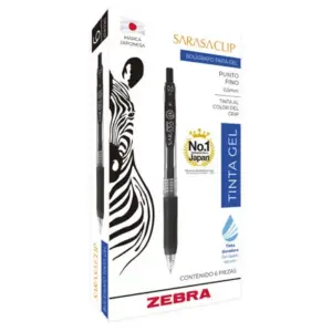 Boligrafo Zebra Sarasa Clip rollerball retractil punto fino 0.5 tinta gel color negro caja c/6