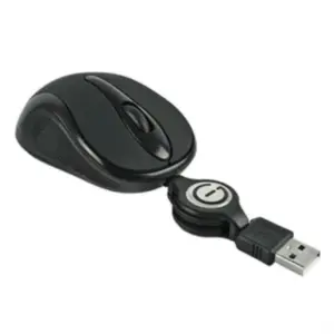 Mini Mouse Easy Line Óptico Retráctil Alámbrico 1000dpi Color Negro