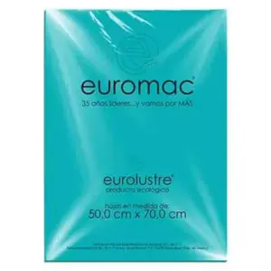 Papel Lustre Euromac 50x70" Azul Aquamarino 24 Hojas