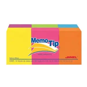 NOTAS ADHESIVAS JANEL NEON 1.5"X2" 12 BLOCKS 100H C/U