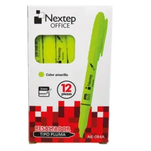 Marcador Nextep Resaltador Tipo Pluma Punta Cincel Color Amarillo C/12 Pzas