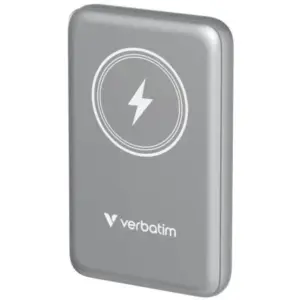 Cargador Verbatim Charge and Go Power Bank Carga Inalámbrica 10000mAh Magnetica Color Gris