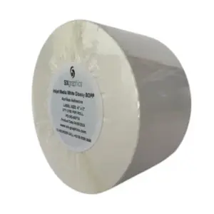 Papel Six Graphics Bopp Blanco Brillante Adhesivo Acrilico Respaldo 4 x 2" Core 3 2870 Etiquetas por Rollo