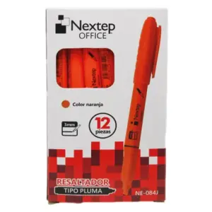 Marcador Nextep Resaltador Tipo Pluma Punta Cincel Color Naranja C/12 Pzas
