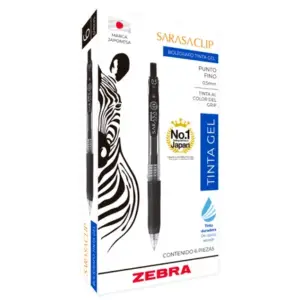 Bolígrafo Zebra Sarasa Retráctil Punto Fino 0.5mm Tinta Gel Color Rojo C/6 Pzas