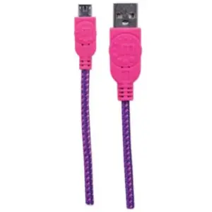 Cable Manhattan USB Micro-B Alta Velocidad con Recubrimiento Textil 1.8m Color Rosa-Morado