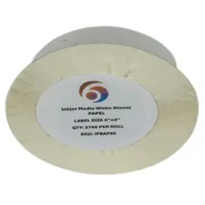 Papel Six Graphics Blanco Brillante Adhesivo Acrilico Respaldo 4x2" Core 3 2780 Etiquetas por Rollo