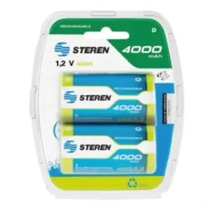 Pilas Recargables Steren "D" NiMH 4000 mAh Paquete C/2