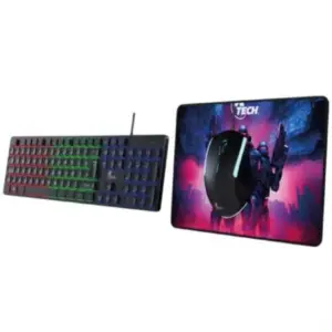 Combo teclado mouse y mousepad gaming RGB XTech Hasha XTK-535S - Tamaño full size - Conexion USB - Español - Color Negro