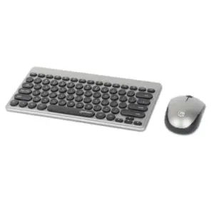 Teclado y Mouse Manhattan Optico Inalambrico Negro y Plata Mini Combo
