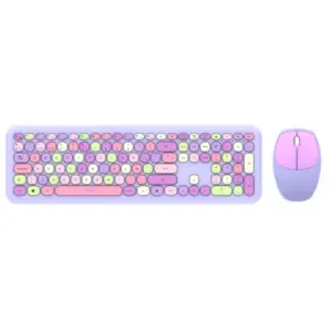 Kit Teclado y Mouse Acteck Creator Chic Colors MK475 Inalámbrico 2xBaterías AAA Incluidas Color Morado