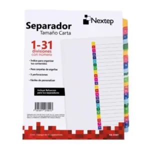 Separador Economico Nextep 31 Divisiones Con Numero