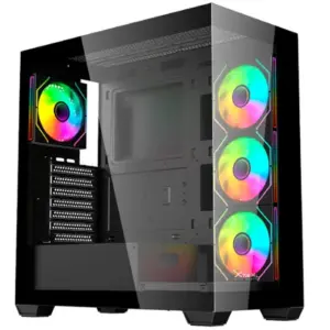 Gabinete Xzeal XZ-140 Midi-Tower ATX/Micro-ATX/Mini-ITX USB 2.0/3.0 sin Fuente 4 Ventiladores Instalados Negro