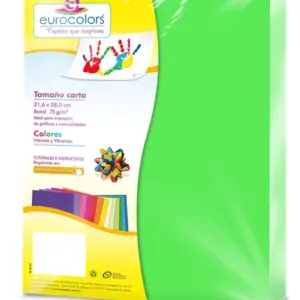 Papel Cortado Eurocolors Carta Verde Neon C/100