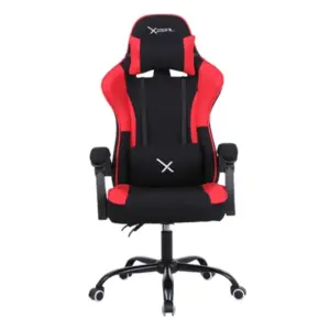 Silla Gamer Xzeal XZ20 Tela Foam Reclinable 140° Base Metal Piston Clase 3 115Kgs Brazos Fijos Negro-Rojo