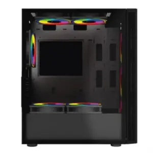 Gabinete Gamer Compact Media Torre Dragonfly Perform Crystal GM590CB, Panel Izq Cristal + Frente Cristal, Negro