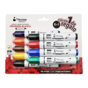 Marcadores Nextep para Pizarrón Blanco Juego 8 Colores Punta Gruesa Cincel 4mm