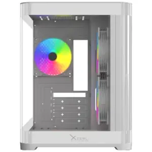 Gabinete Curvo Xzeal M-ATX/ITX 2x USB 2.0 + 1x USB 3.0 + 3.5 mm + 3 Ventiladores RGB Blanco