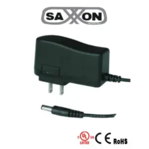 Fuente de Poder Saxxon Regulada 12VCC 1 Amper Conector Macho Especial para Cámaras de Cctv, Usos Múltiples