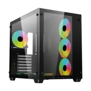 Gabinete Gamer Balam Rush Media Torre Tank Pro GM930 Max ATX Panel Izq Cristal Frente Cristal USB/4Fan RGB HUB Negro