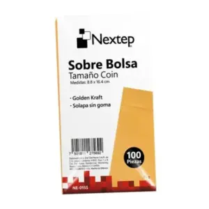 Sobre Bolsa Nextep Economico Tamaño Coin 5 Solapa Sin Goma Paquete c/100
