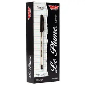 BOLIGRAFO BACO LE PLUME 1.0MM NEGRO CAJA C/12