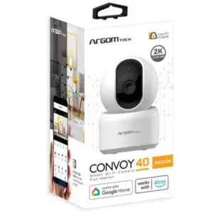 Cámara Inteligente Argomtech Convoy 40 para Interior 3MP 1296p 2K QHD 128GB Lente 355° 10m Color Blanco