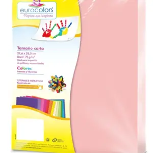 Papel Cortado Eurocolors Carta Rosa Pastel C/100