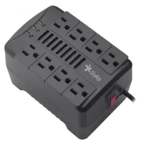 Regulador de Voltaje Stylos RE650 1200VA 650W 8 Contactos NEMA Negro