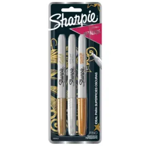 Marcador Permanente Sharpie Metálico Blister /3 pzas Oro bronce y Plata
