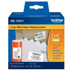 Etiquetas Brother DK1241 Precortada Papel Blanco 101mmx152mm 200 Etiquetas