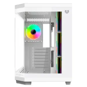 Gabinete Gamer Balam Rush Media Torre Tank Master 9600TB Max MB ATX Ultra Wides/USB-C/USB 3/Audio Fan ARGB Blanco