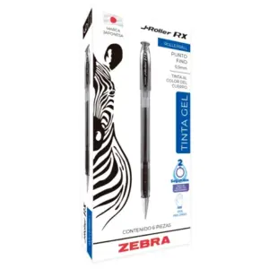 Bolígrafo Zebra J Roller RX Punto Fino 0.5mm Tinta Gel Color Azul C/6 Pzas