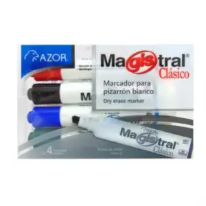 Marcador Magistral Clásico Plástico Pizarrón Blanco Colores Surtidos C/4 Pzas