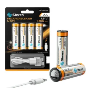 4 Baterias Recargables Steren USB Li-Ion Aa 1460