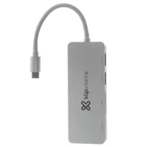 HUB USB Klip Xtreme Tipo C HubPoint KCR-500 de 5 puertos 2 USB 3.0  1 tipo C 1 Micro-SD 1 Tarjeta SDXC Plateado