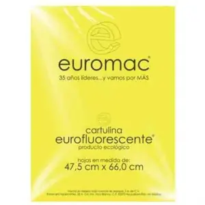 CARTULINA EUROMAC FLUORESCENTE AMARILLO 47.5X66CM C/10