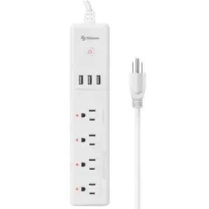Barra Steren Multicontacto Wi-Fi de 4 Salidas Horizontales y Triple Cargador USB Color Blanco
