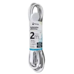 Extension Electrica Nextep para Casa/Oficina 16 AWG 2m Clavija Plana Blanca