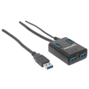 Hub Manhattan USB 3.0 Súper Velocidad 4 Puertos Color Negro