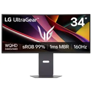 Monitor LG 34" UltraGear Curvo WQHD 3440x1440 Panel VA Antirreflejo 160Hz Negro