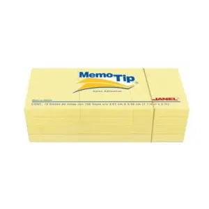 NOTAS ADHESIVAS JANEL MEMO TIP 1.5X2 AMARILLA 100H C/12